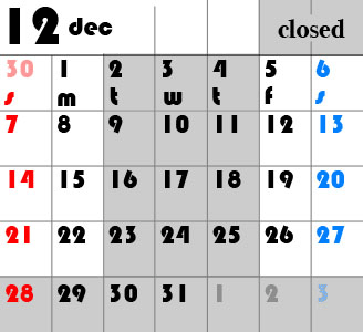 12月のカレンダー
